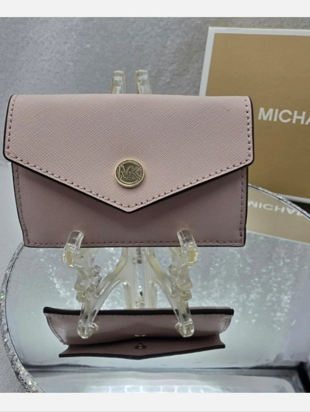 Michael Kors Small Saffiano Leather 3 in 1 Removable Card Case Powder Blush